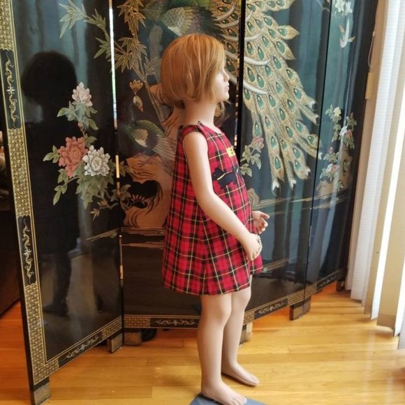 Kellys Kids Size 4 Red Black Plaid Jumper Dress - Picture 7 of 8